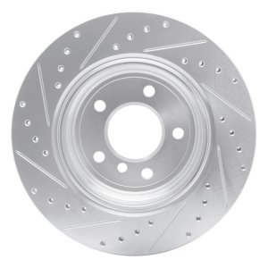 BMW 528I Brake Rotor (1) - Rear Right - R1 Concepts - Drilled & Slotted - Silver - `04-`10